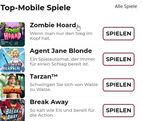 Top Mobile Spiele